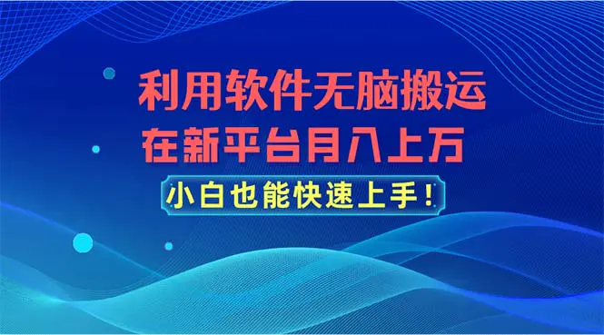 利用软件无脑搬运，在新平台月入上万，小白也能快速上手-爱赚项目网