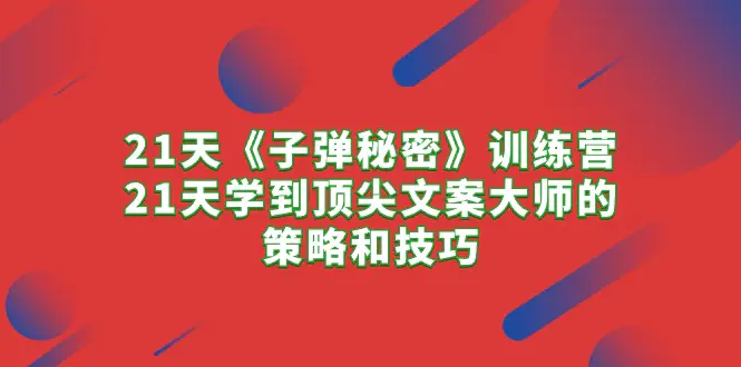 21天《子弹秘密》训练营，21天学到顶尖文案大师的策略和技巧-爱赚项目网