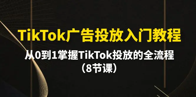 TikTok广告投放入门教程，从0到1掌握TikTok投放的全流程（8节课）-爱赚项目网