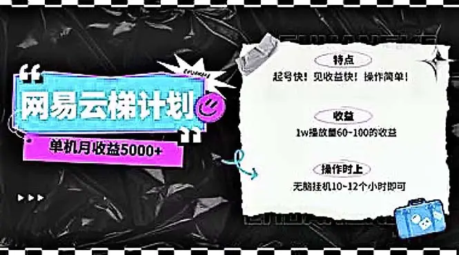 2024网易云云梯计划 单机日300+ 无脑月入5000+-爱赚项目网