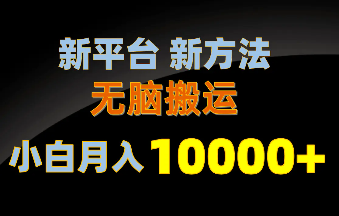 新平台新方法，无脑搬运，月赚10000+，小白轻松上手不动脑-爱赚项目网