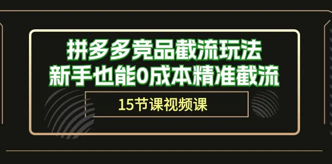 拼多多竞品截流玩法，新手也能0成本精准截流（15节课）-爱赚项目网