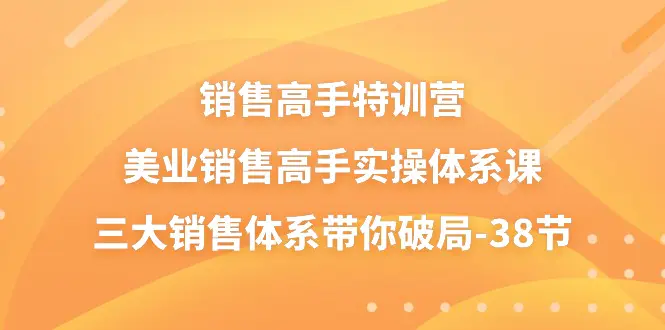 销售-高手特训营，美业-销售高手实操体系课，三大销售体系带你破局-38节-爱赚项目网