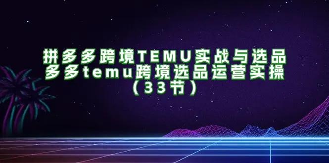 拼多多跨境TEMU实战与选品，多多temu跨境选品运营实操（33节）-爱赚项目网